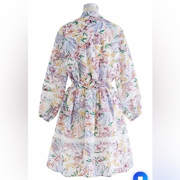 Avantlook Embroidered Eyelet Midi Dress Pastel Leaves - Picture 4 of 16